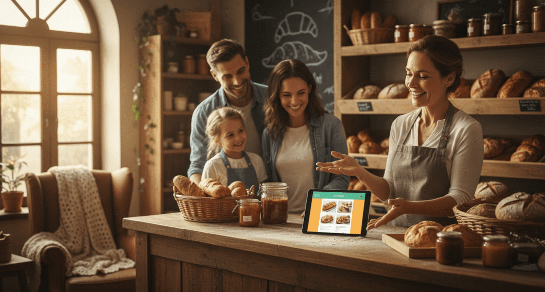 Weblish Connection: Small Business Owner Engaging on Social Media.