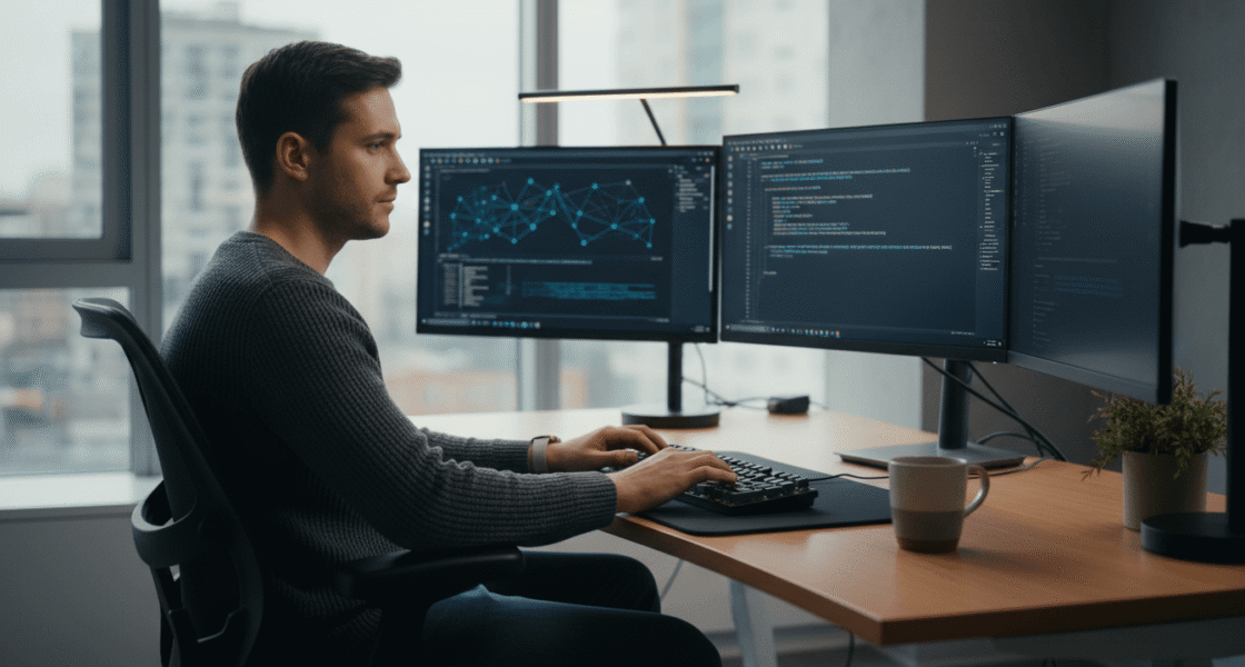Weblish Developer Scene: Focused Coding in a Modern Workspace