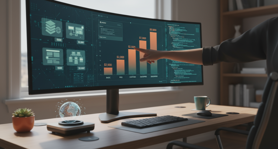 Focused professional clarifies web design pricing, mapping costs for weblish.io clients.