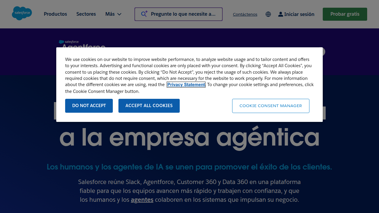 The homepage of Salesforce, a leading cloud-based software company, which also provides resources and blogs on marketing and business growth.