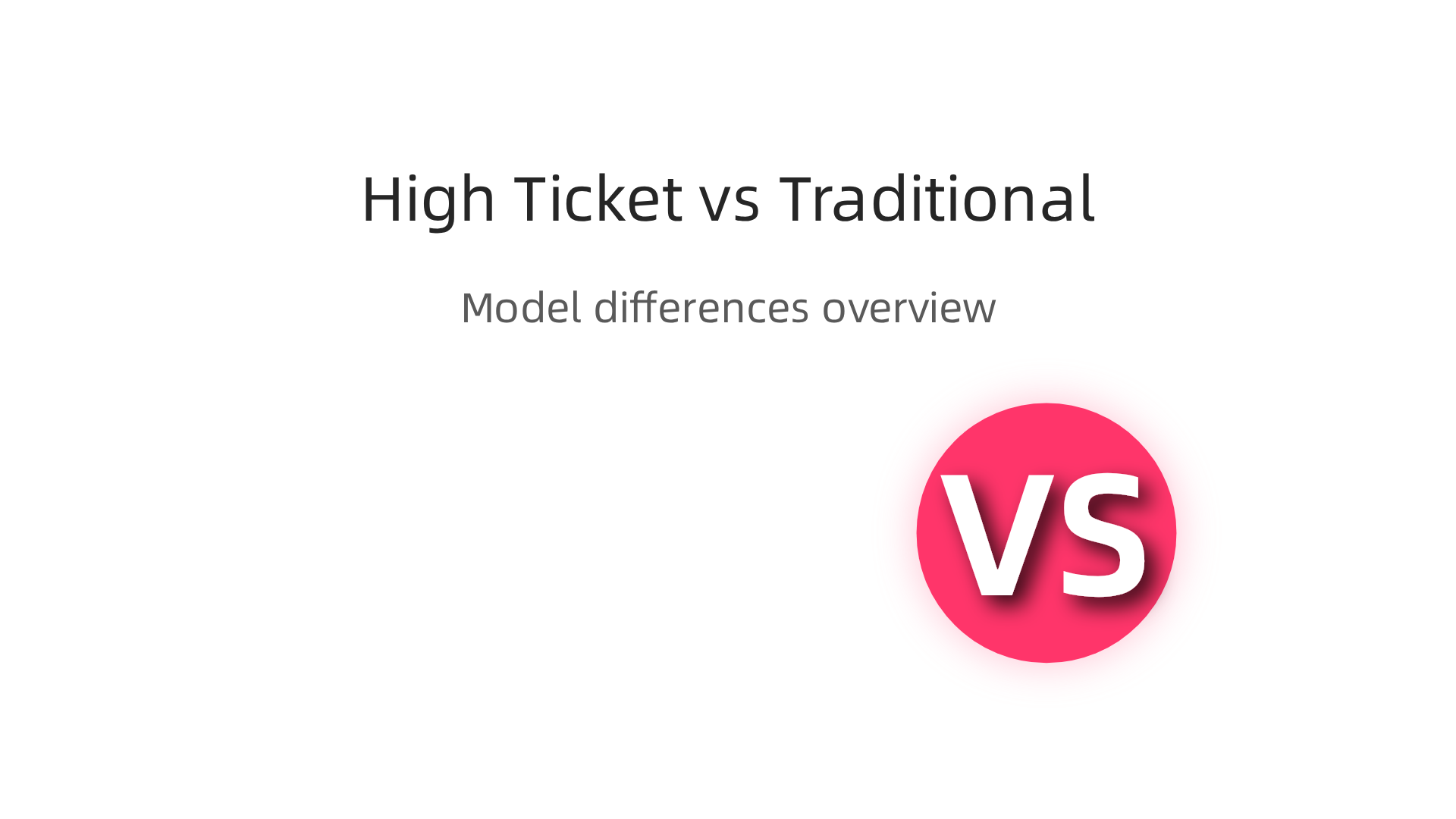 A visual comparison highlighting the key differences between high ticket and traditional affiliate marketing models, focusing on commission size, sales process, buyer intent, and affiliate's role.