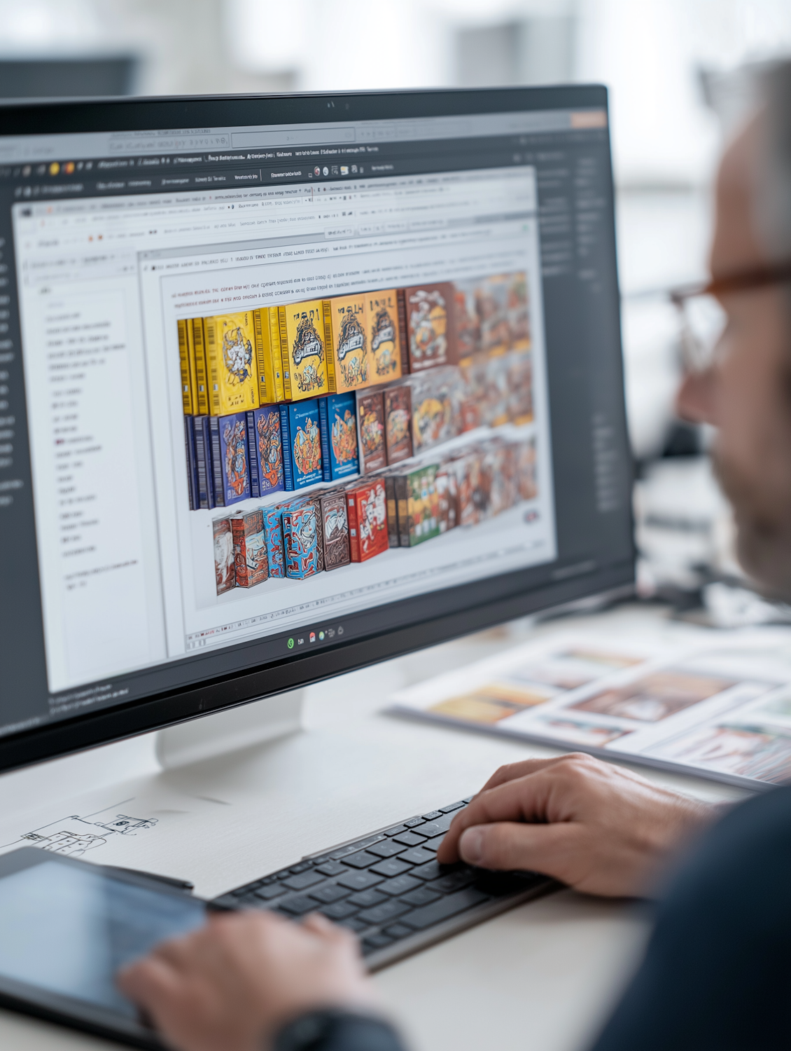 A graphic designer at work, reflecting the creative energy of Atlanta's burgeoning design scene.