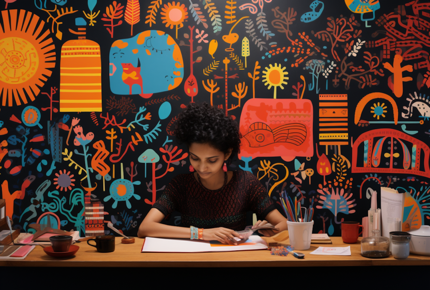 A designer looking proudly at their work on a screen, symbolizing a meaningful project with real influence.