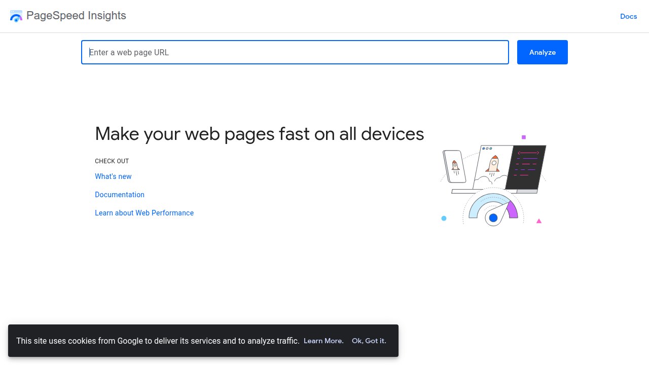 A screenshot of the Google PageSpeed Insights tool, used for analyzing and improving website performance and loading speed, crucial for SEO and user experience.