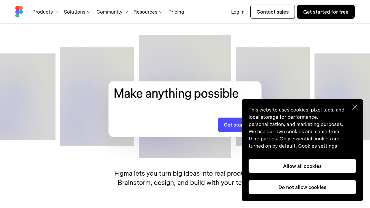 Screenshot of the Figma homepage, a popular collaborative interface design tool.