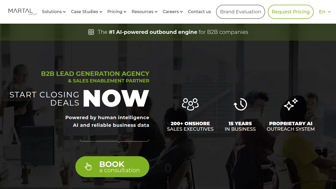 Explore Martal Group's website for insights into lead generation statistics, a key challenge for marketers.