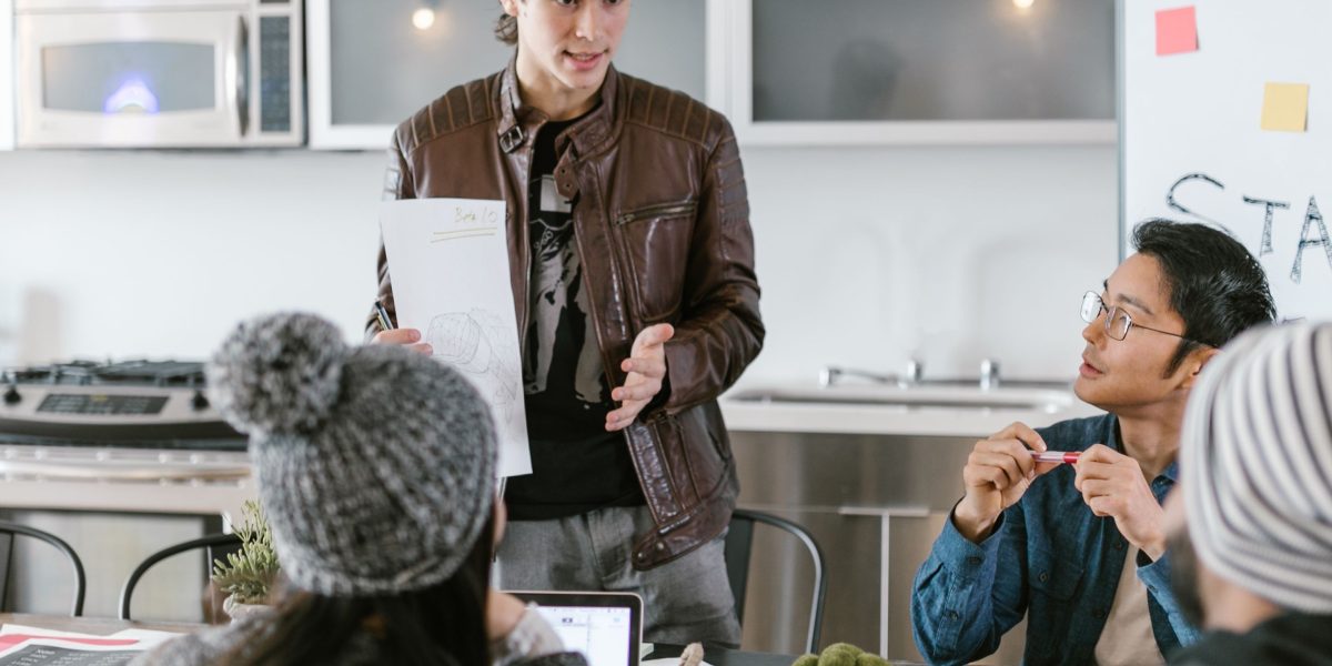 A professional presenting information to a group, reflecting the role of content marketing in building authority and educating an audience.