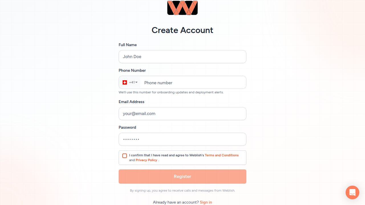 Screenshot of the Weblish homepage, a platform for automating website traffic and lead generation.