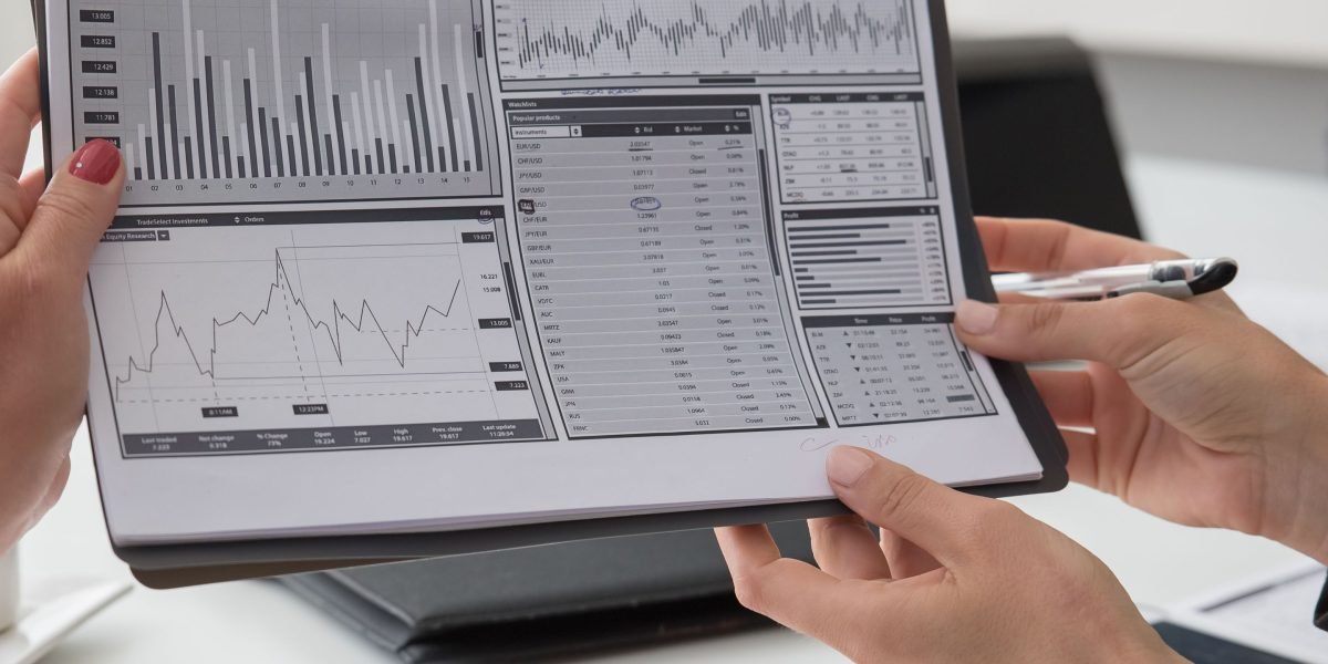Someone analyzing financial reports, symbolizing the process of measuring website ROI and success.
