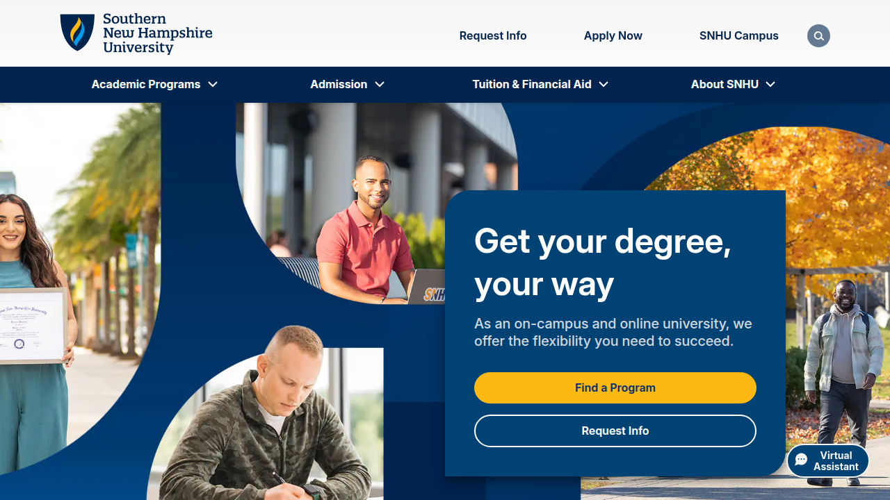 Southern New Hampshire University's homepage, a source for insights into web design education.