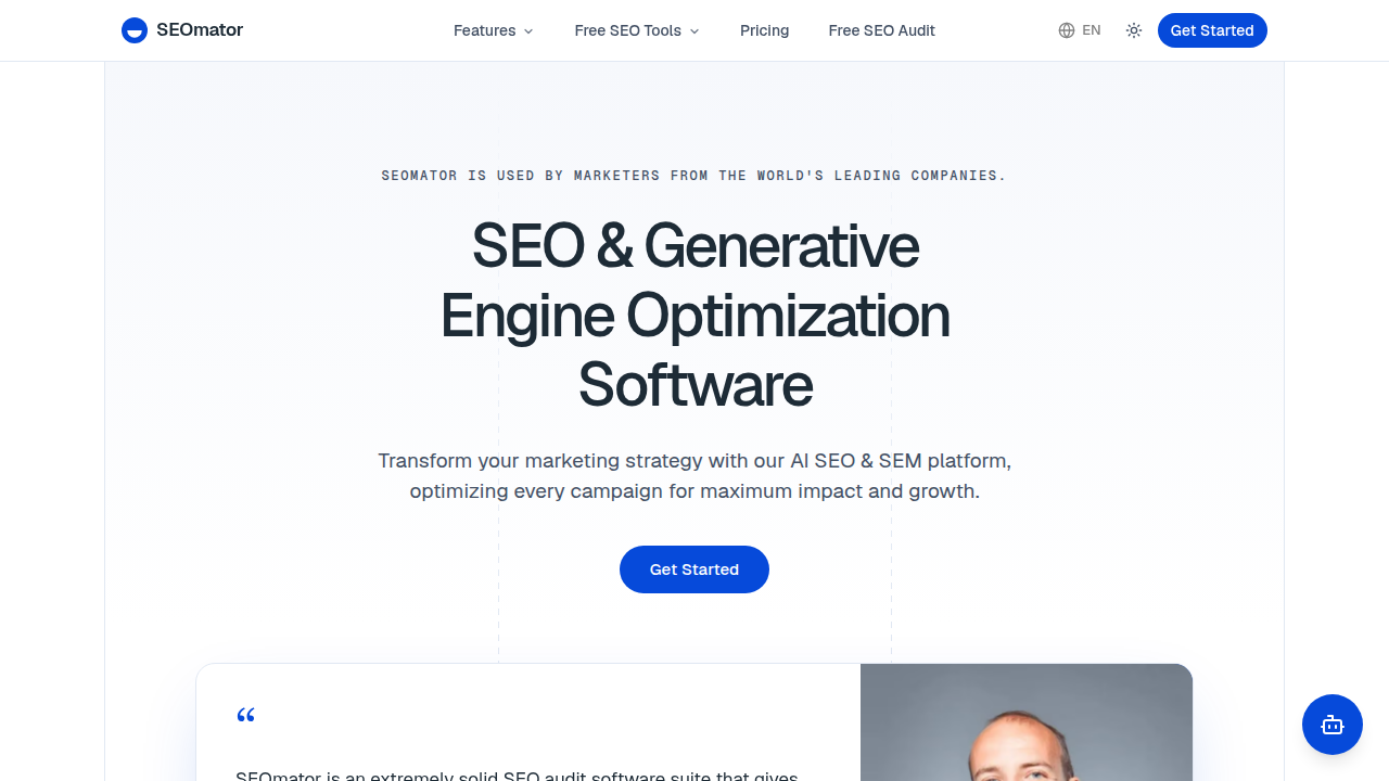 An example of an SEO audit tool's interface (Seomator), used for performing technical SEO checks and identifying website issues.