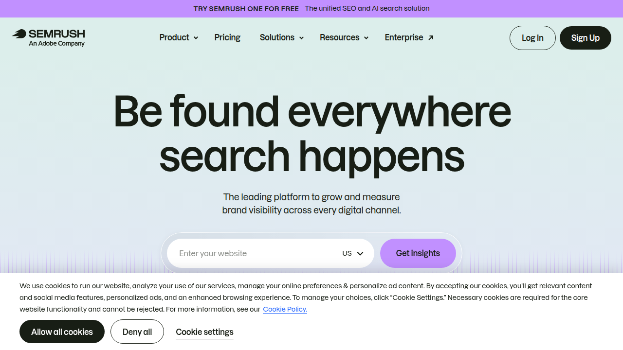 Semrush is a comprehensive platform offering tools for SEO, content marketing, competitor analysis, and agency solutions.