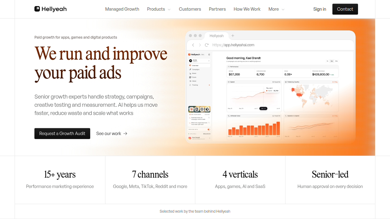 Homepage of Hell Yeah AI, an advanced AI tool mentioned for CRO optimization.